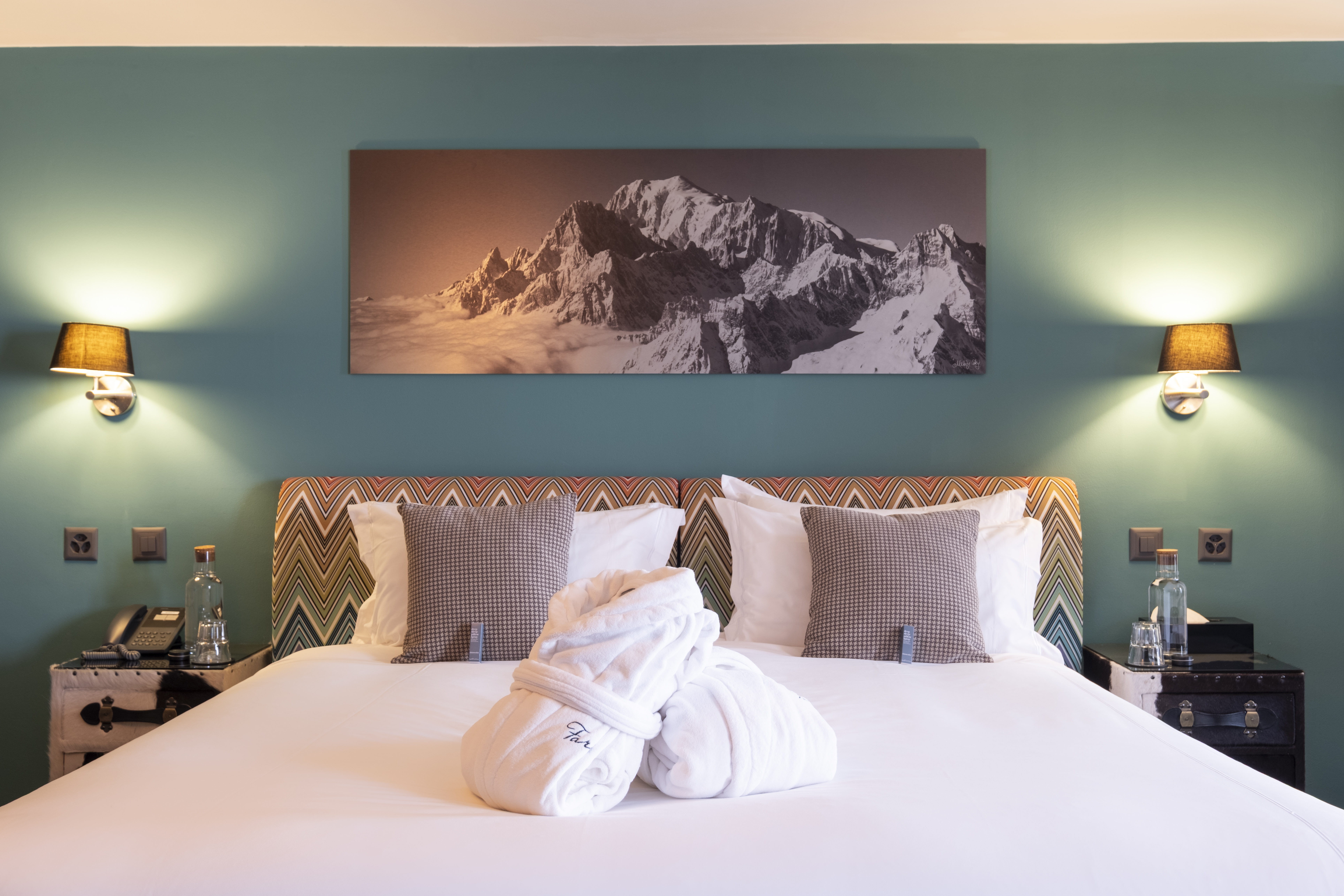 Bathroom in the superior room with balcony at the Hotel Farinet